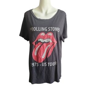 Rolling Stones Women's Short Sleeve 1975 World Tour Band Tshirt‎ Size XXL